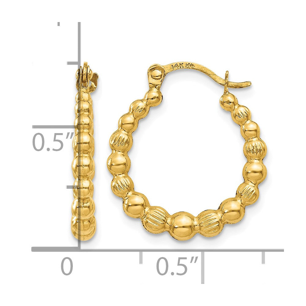 14K Beaded Hoop Earrings