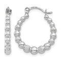 14K White Gold Beaded Hoop Earrings