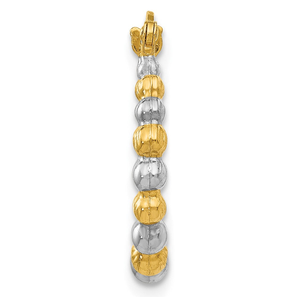 Single 14K & Rhodium Beaded Hoop Earring