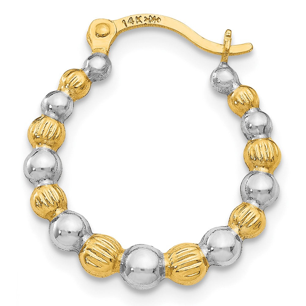 Single 14K & Rhodium Beaded Hoop Earring