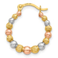 Single 14K & White and Rose Rhodium Beaded Hoop Earring