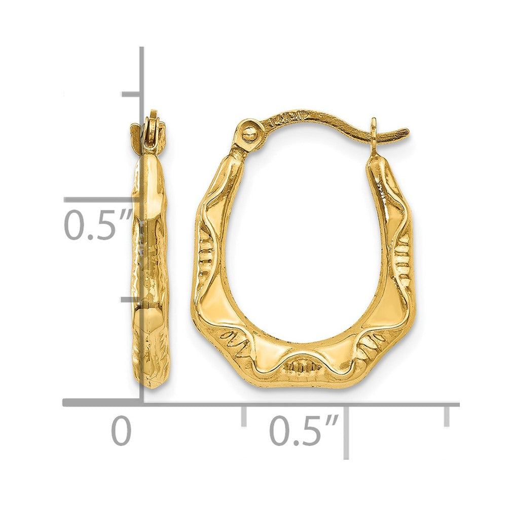 14K Hollow Oval Hoop Earrings