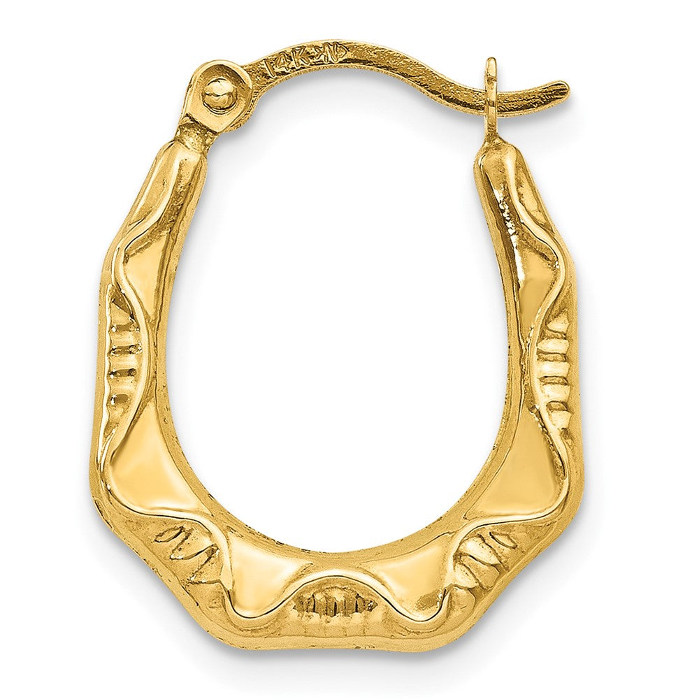Single 14K Hollow Oval Hoop Earring
