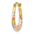 Single 14K & White and Rose Rhodium Hollow Scalloped Hoop Earring
