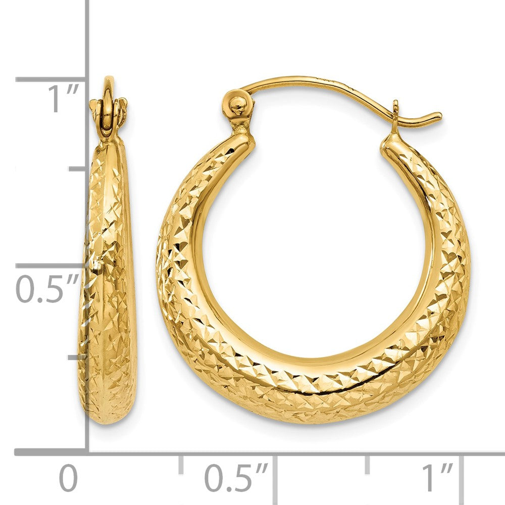 14K Diamond Cut Hollow Hoop Earrings