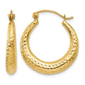 14K Diamond Cut Hollow Hoop Earrings