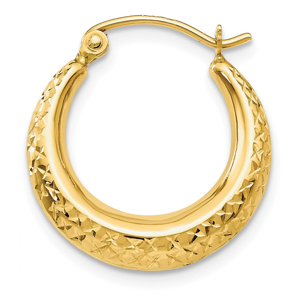 Single 14K Textured Hollow Hoop Earring