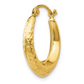 Single 14K Textured Hollow Hoop Earring