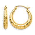 14K Textured Hollow Hoop Earrings