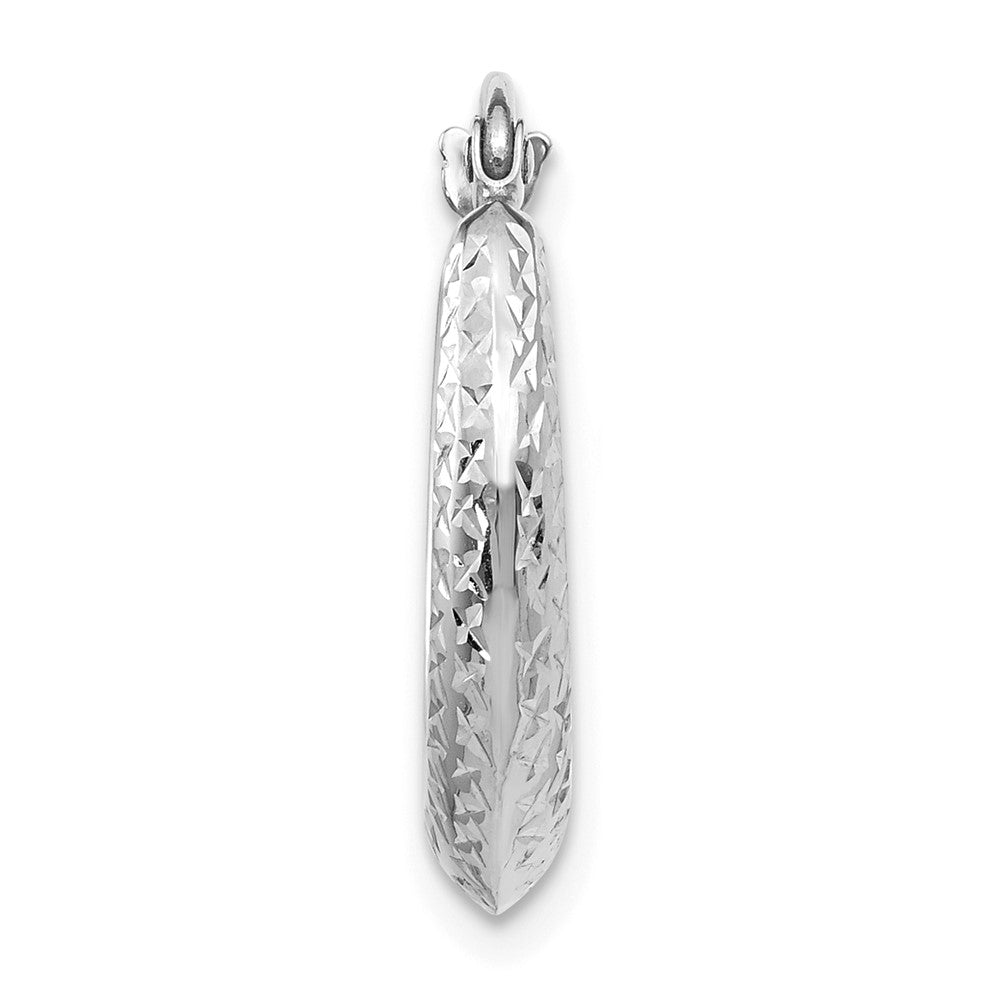 Single 14K White Gold Textured Hollow Hoop Earring