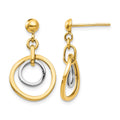 14k Two-tone Circle Post Dangle Earrings