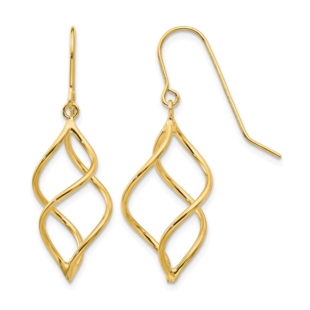 14k Polished Short Twisted Dangle Earrings