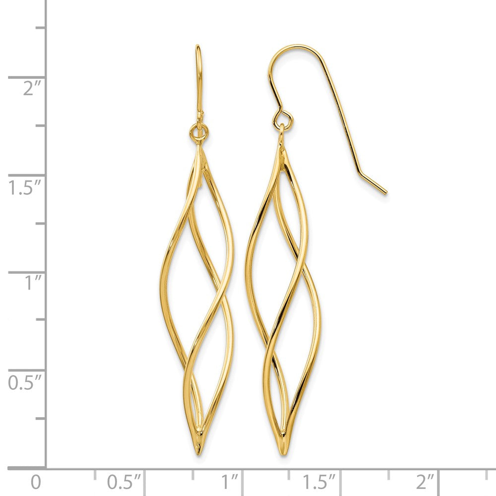 14k Polished Long Twisted Dangle Earrings