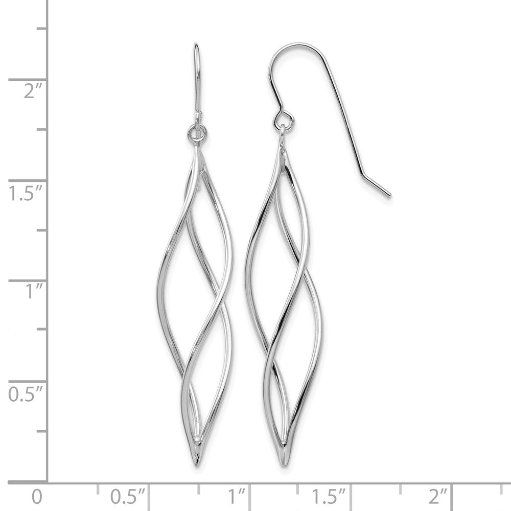 14k White Gold Polished Long Twisted Dangle Earrings