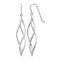 14k White Gold Polished Long Twisted Dangle Earrings