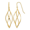 14k Polished and Textured Twisted Dangle Earrings