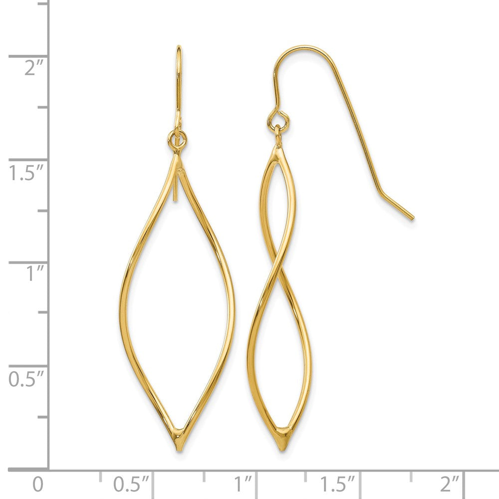 14k Polished Twisted Oblong Dangle Earrings