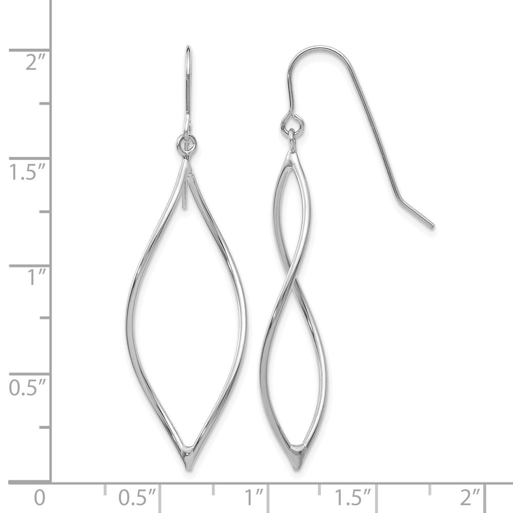 14k White Gold Polished Twisted Oblong Dangle Earrings