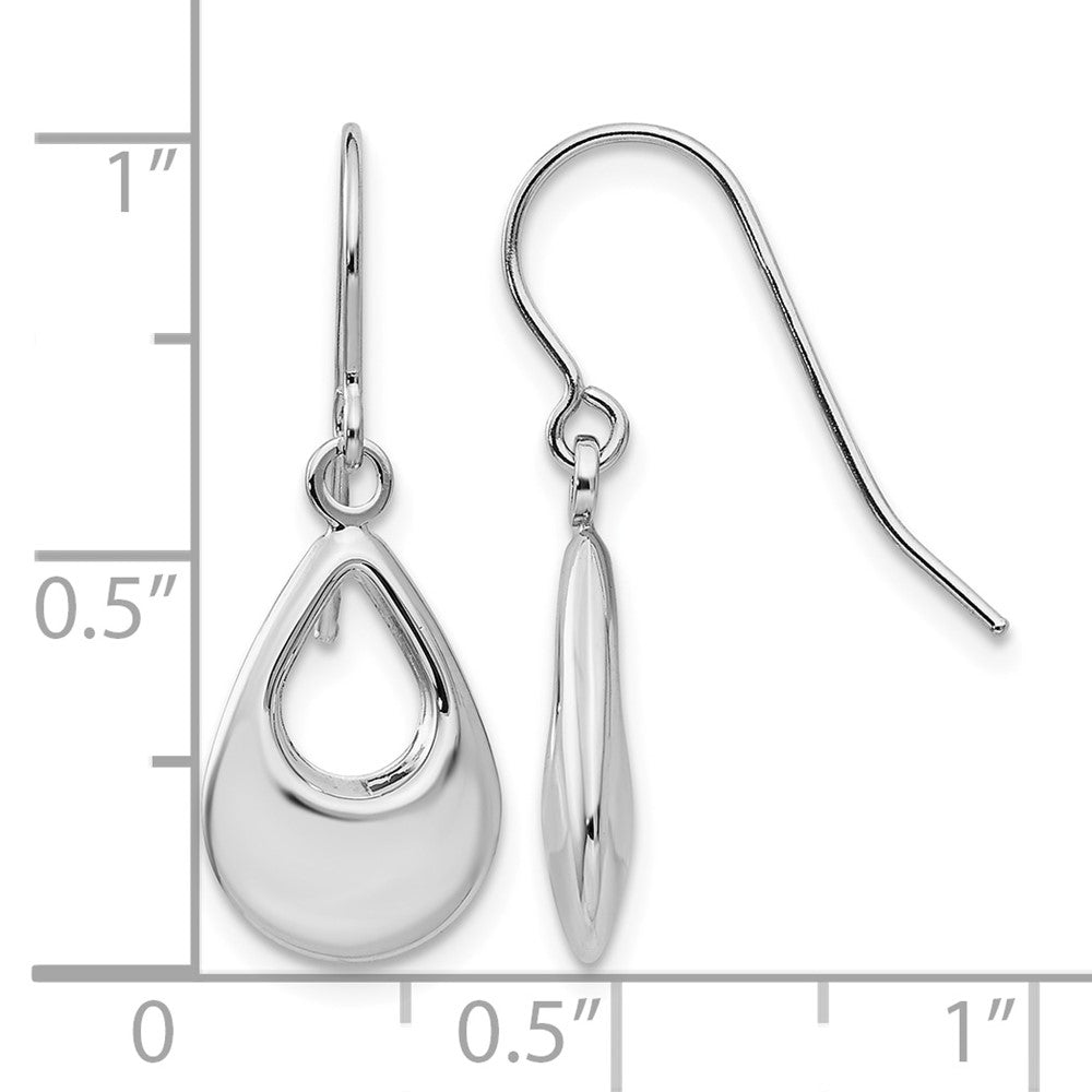 14k White Gold Teardrop Hollow Dangle Earrings