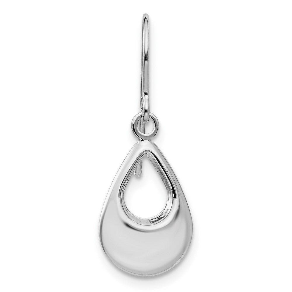 Single 14k White Gold Teardrop Hollow Dangle Earring