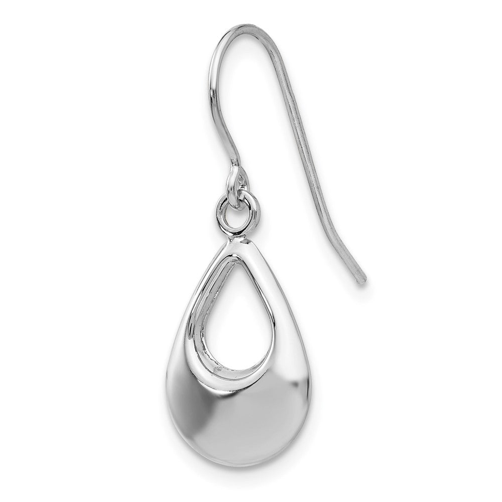 Single 14k White Gold Teardrop Hollow Dangle Earring