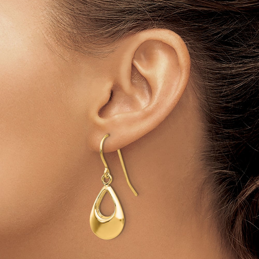 14k Teardrop Hollow Dangle Earrings