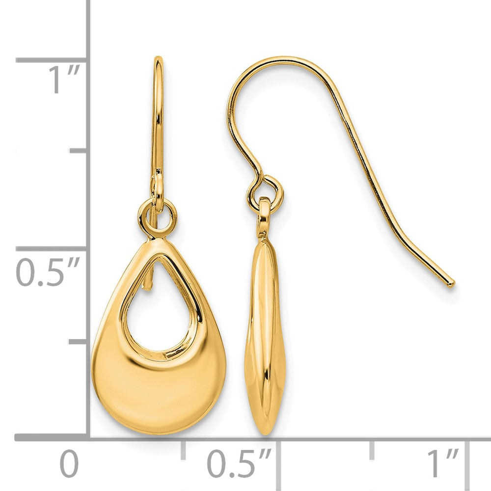 14k Teardrop Hollow Dangle Earrings