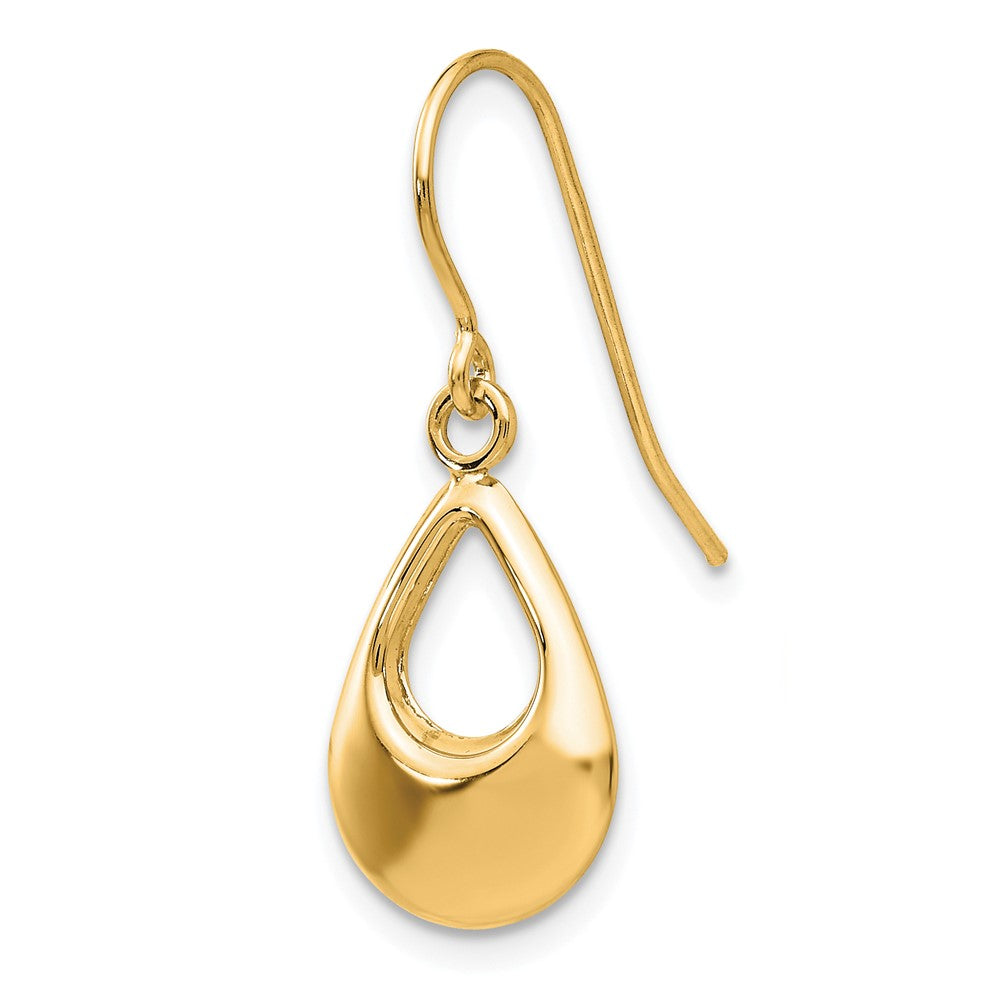 Single 14k Teardrop Hollow Dangle Earring