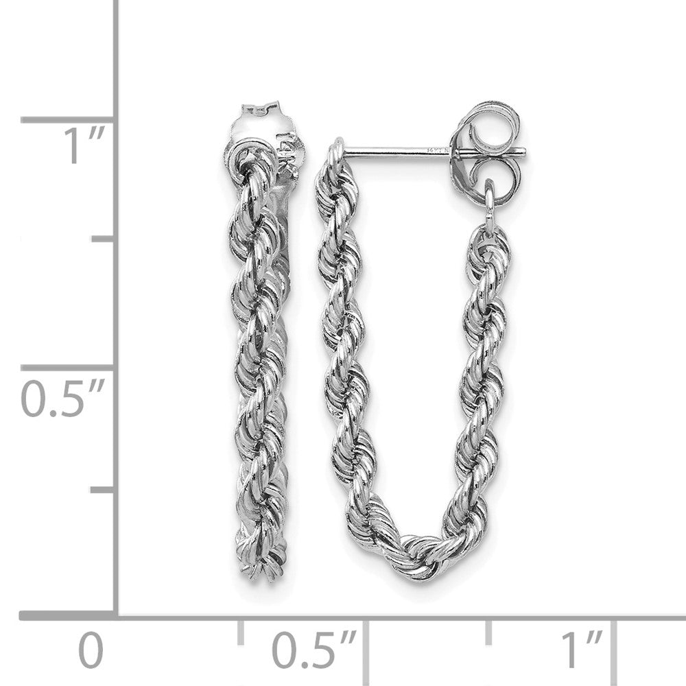 14K White Gold Rope Chain Dangle Post Earring