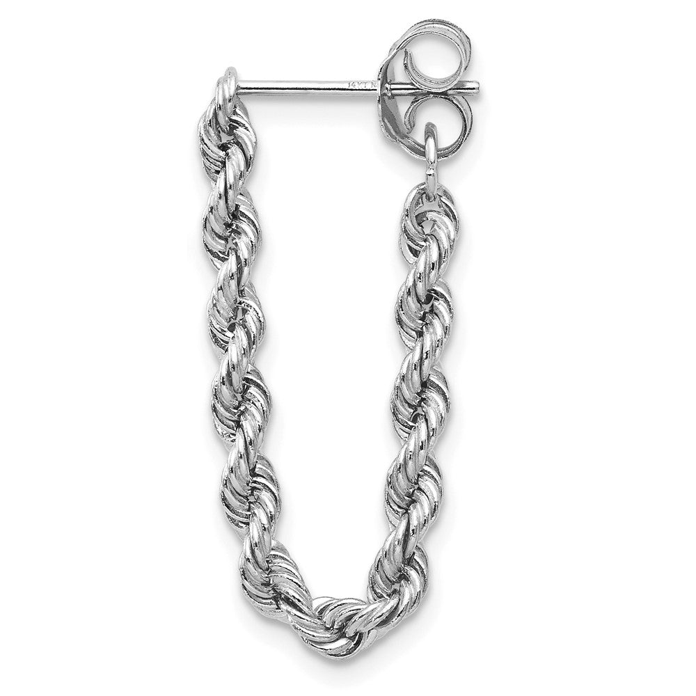 Single 14K White Gold Rope Chain Dangle Post Earring