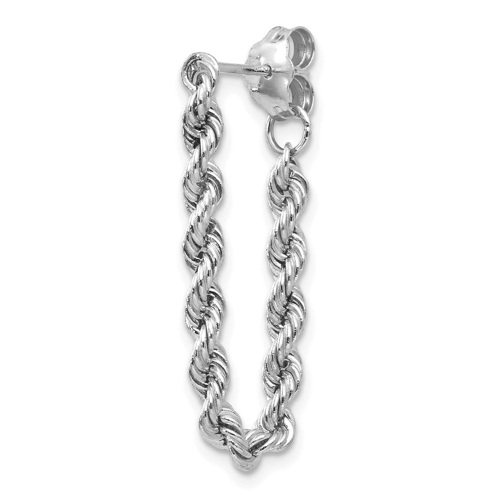 Single 14K White Gold Rope Chain Dangle Post Earring