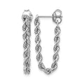 14K White Gold Rope Chain Dangle Post Earring