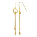 14K Gold Diamond Cut Dangle Shepherd Hook Earrings