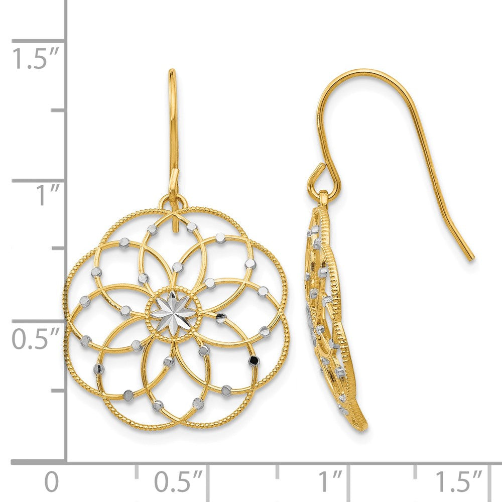 14k & Rhodium Diamond-cut Fancy Shepherd Hook Earrings