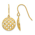 14k Circle Diamond-cut Shepherd Hook Earrings
