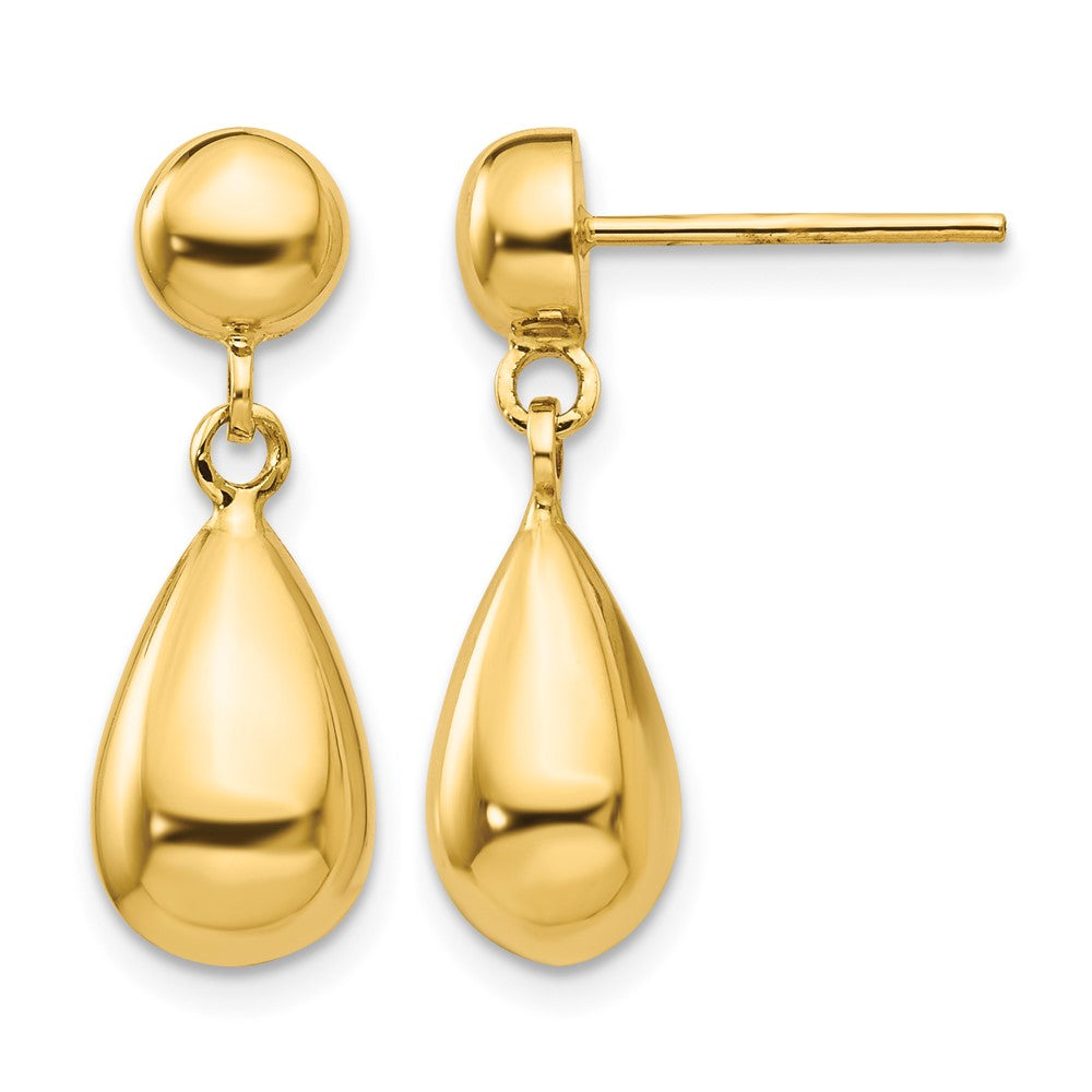 14k Teardrop Hollow Post Dangle Earrings