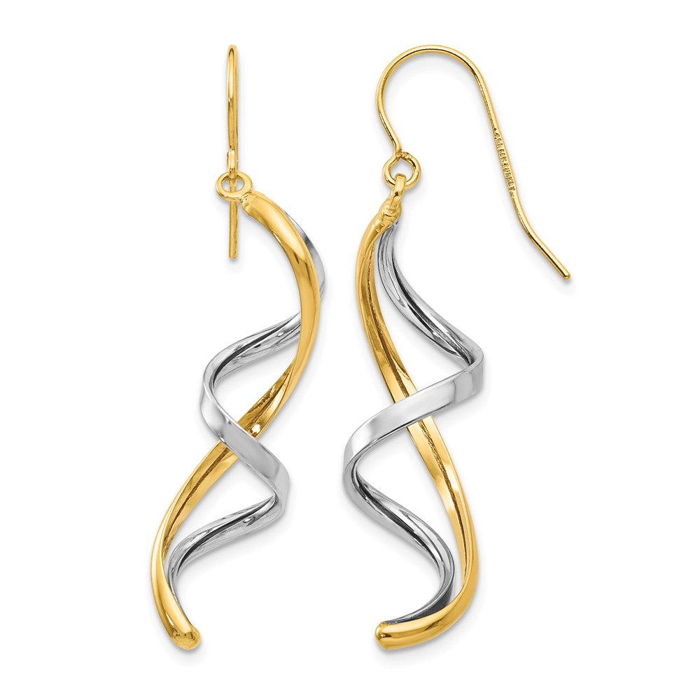 14k Two-tone Polished Fancy Dangle Earrings