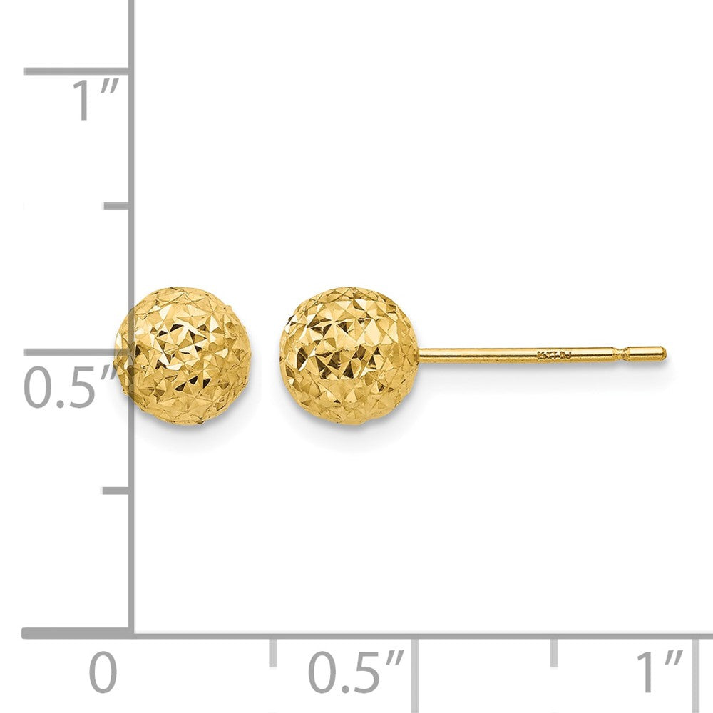 14K Diamond Cut Ball Post Earrings