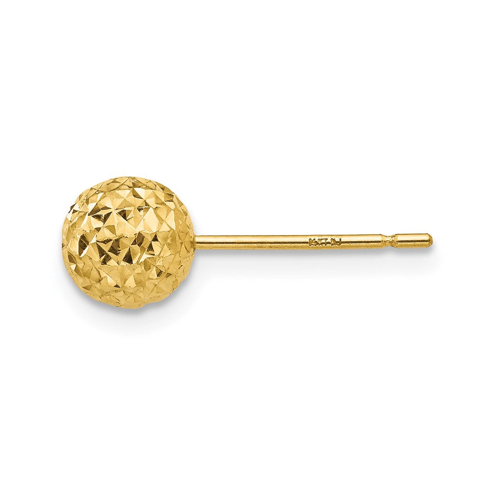 Single 14K Diamond Cut Ball Post Earring