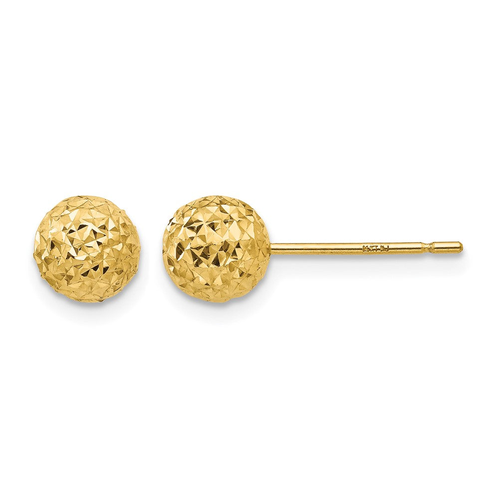 14K Diamond Cut Ball Post Earrings