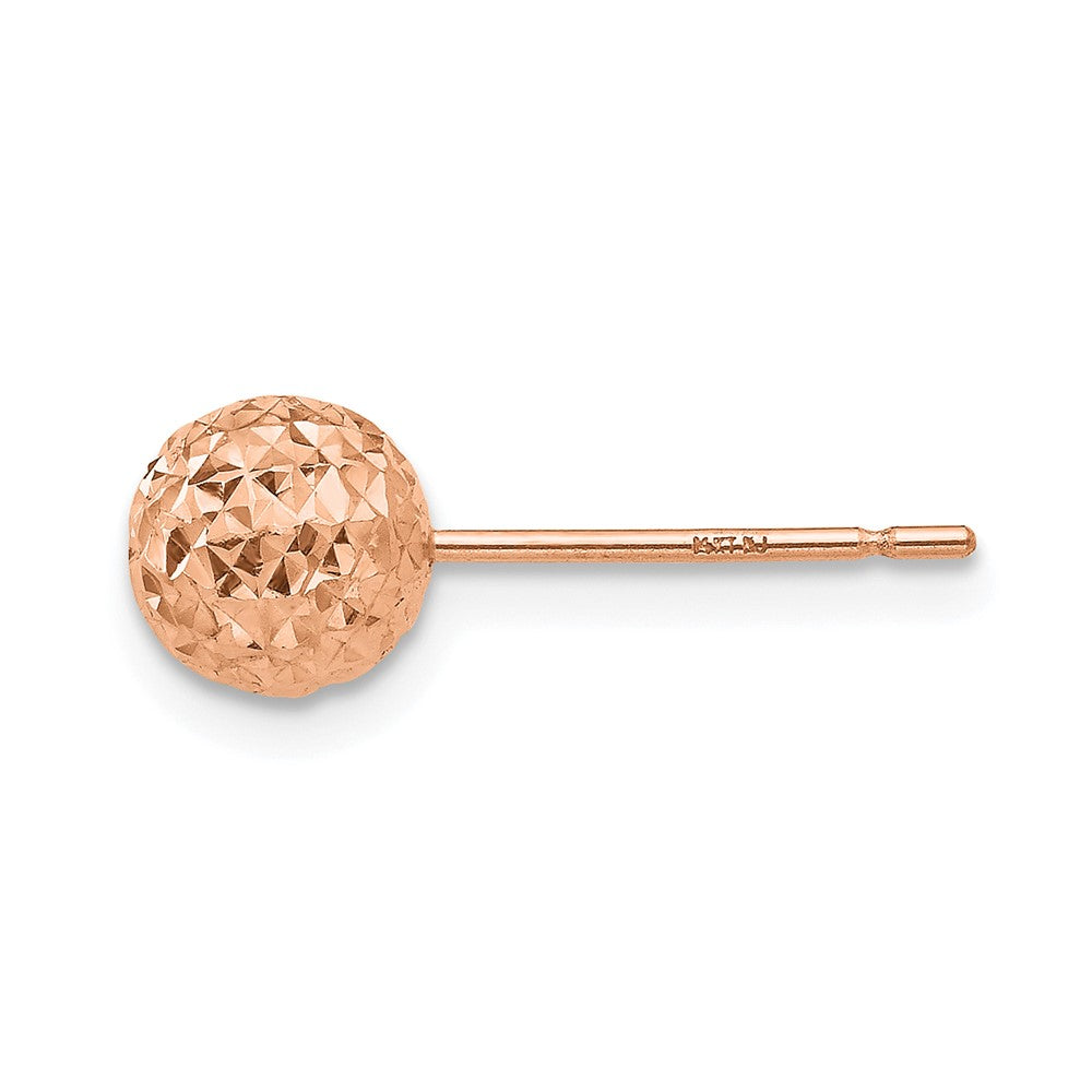 Single 14K Rose Gold 6mm Ball Post Earring