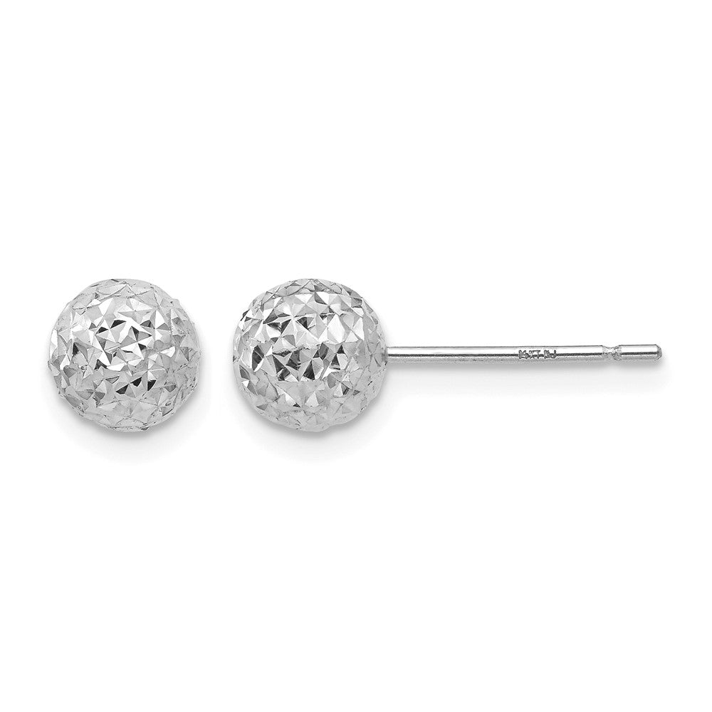 14K White Gold 6mm Ball Post Earrings