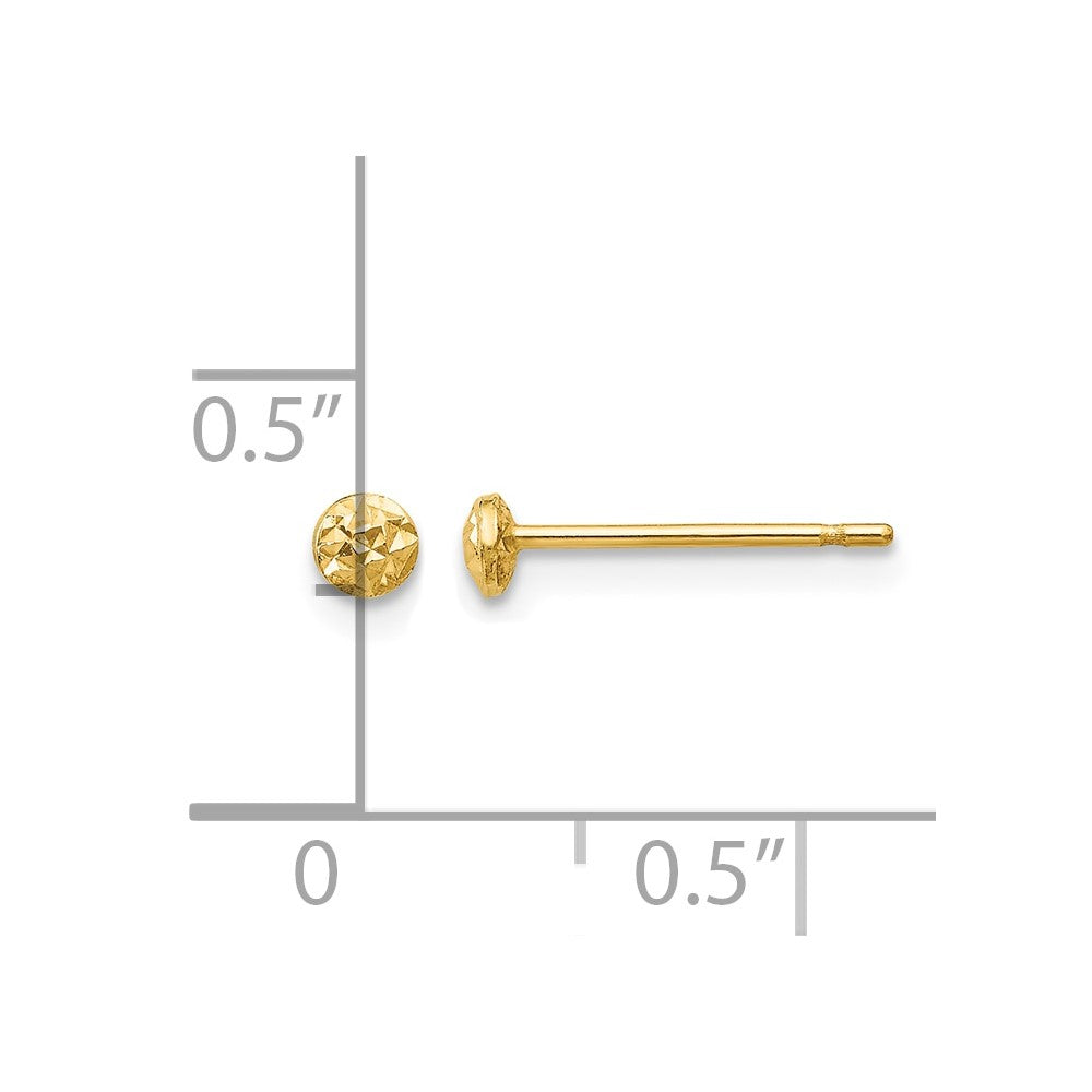 14K 3mm Puff Circle Post Earrings
