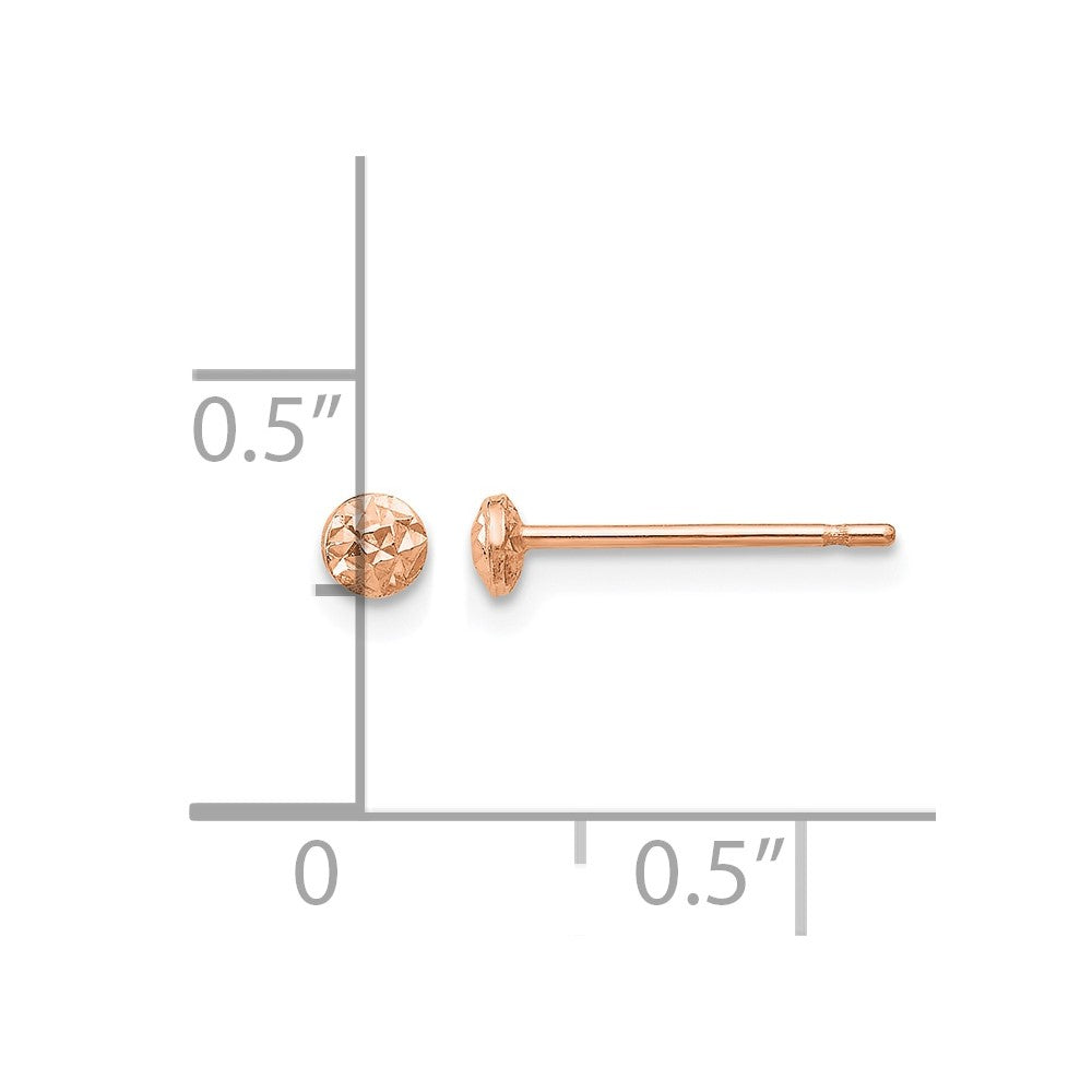 14K Rose Gold 3mm Puff Circle Stud Earrings