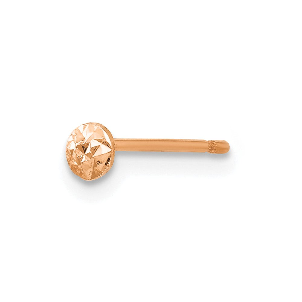 Single 14K Rose Gold 3mm Puff Circle Stud Earring