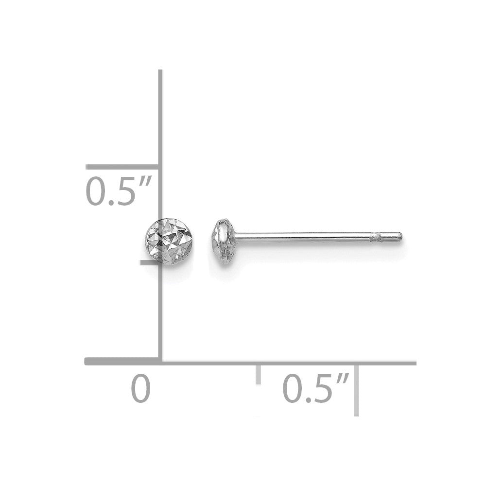 14K White Gold 3mm Puff Circle Stud Earrings