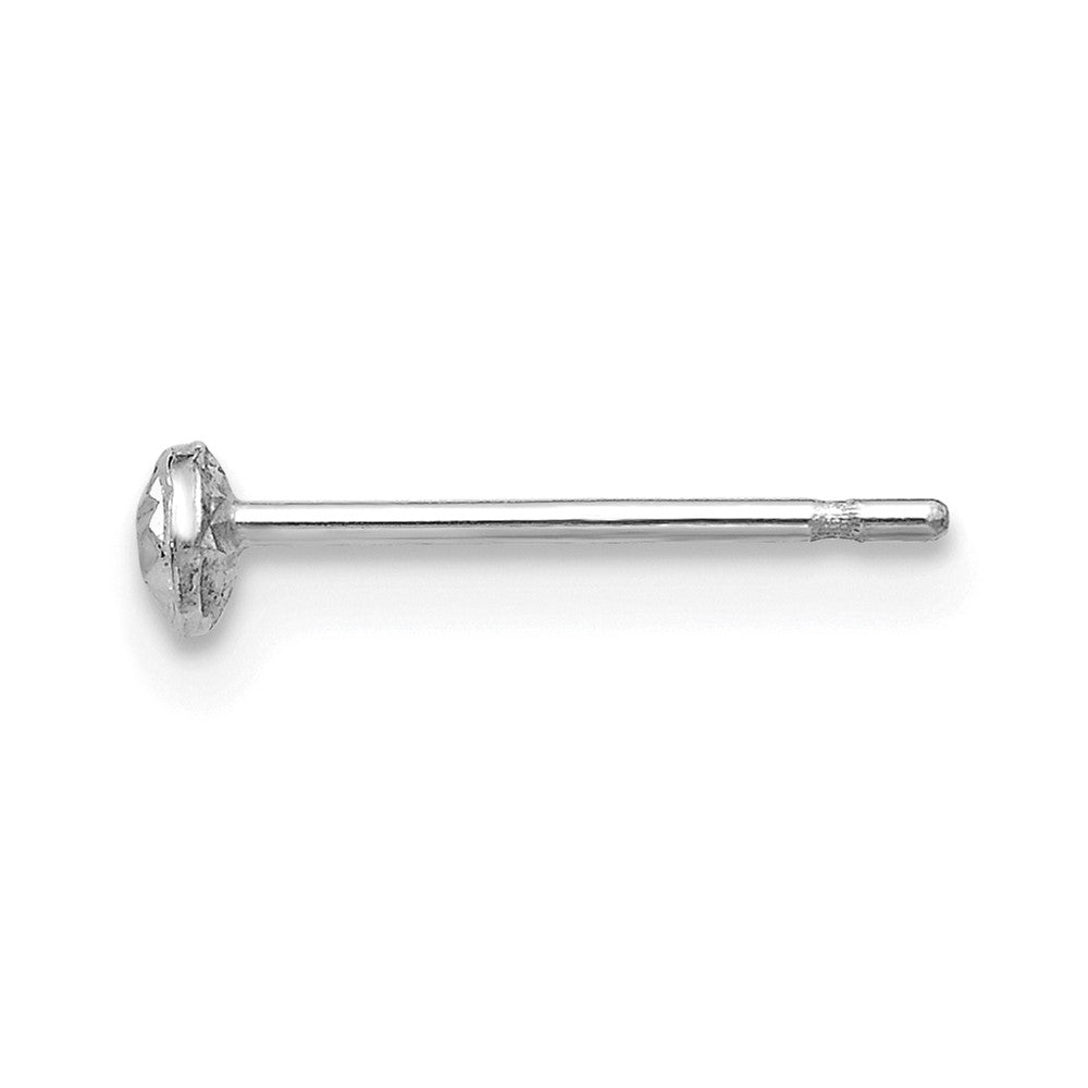 Single 14K White Gold 3mm Puff Circle Stud Earring
