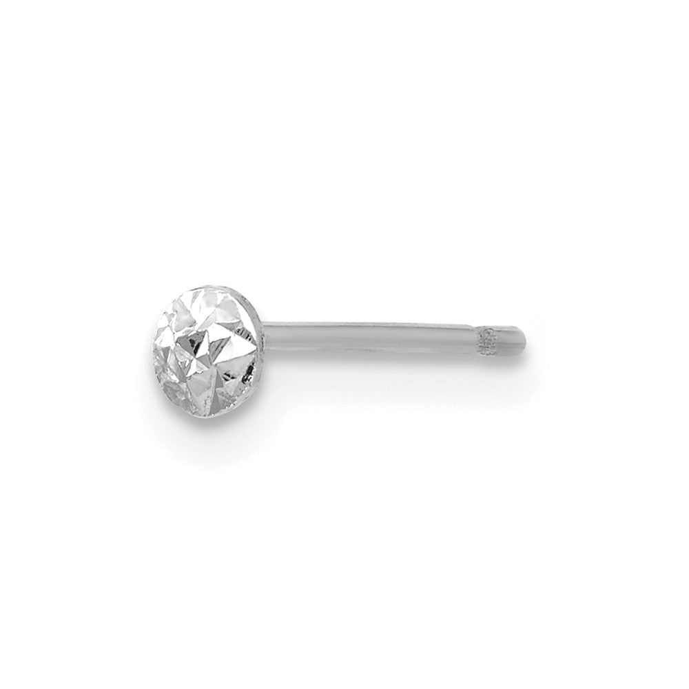Single 14K White Gold 3mm Puff Circle Stud Earring