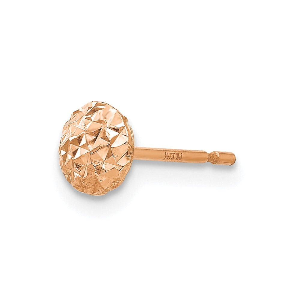 Single 14K Rose Gold 5 mm Puff Circle Stud Earring
