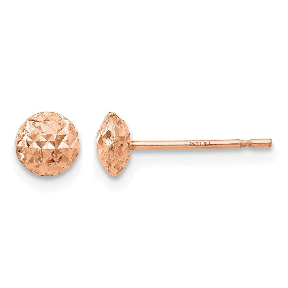 14K Rose Gold 5 mm Puff Circle Stud Earrings